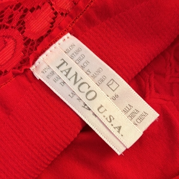Tanco USA Y2K 90's Red Lace Ribbed Tank Top Size Medium - Picture 5 of 6